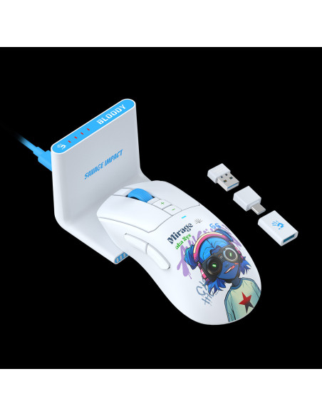 Mouse A4Tech, gaming, Bloody WaveLink Full Speed Dual Mode Wireless USB Type-C/Charging Dock /Nyx Mirage, "R73UltraDuo Nyx Mirag
