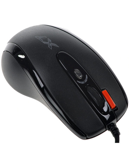 MOUSE A4tech, gaming, cu fir, USB, optic, 2000 dpi, butoane/scroll 6/1, buton selectare viteza, negru, "X-710BK"