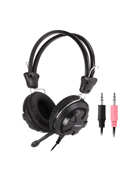 CASTI A4tech, "ComfortFIt", cu fir, standard, utilizare multimedia, microfon pe brat, conectare prin Jack 3.5 mm x 2, negru, "HS