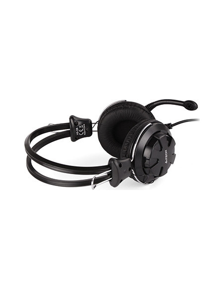 CASTI A4tech, "ComfortFIt", cu fir, standard, utilizare multimedia, microfon pe brat, conectare prin Jack 3.5 mm x 2, negru, "HS
