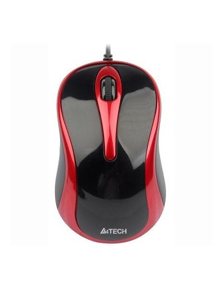 MOUSE A4tech, "N 350", PC sau NB, cu fir, USB, optic, 1000 dpi, butoane/scroll 3/1, , negru / rosu, "N-350-2"