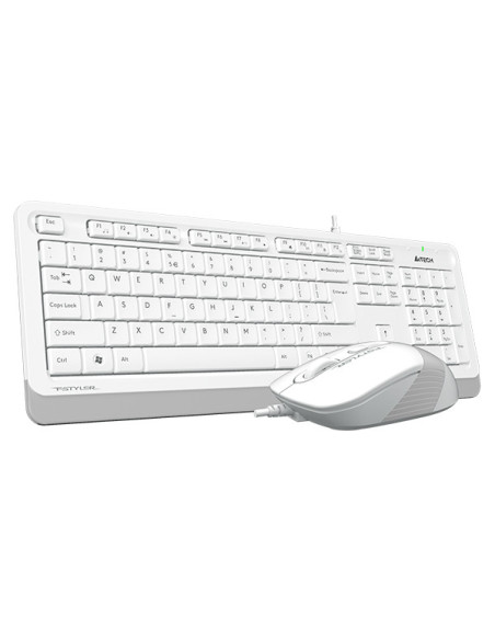 Kit TASTATURA si Mouse A4TECH, "Fstyler FM10+FK10", wired, 104 taste format standard, mouse 1600dpi, 4/1 butoane, alb, "F1010-W"