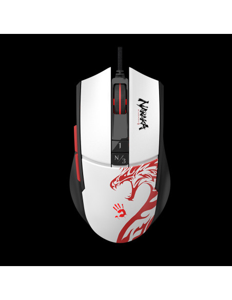MOUSE A4tech - gaming, "Bloody co-branded Naraka", cu fir, USB, optic, 12000 cpi, butoane/scroll 10/1, alb, "L65 Max" (include T