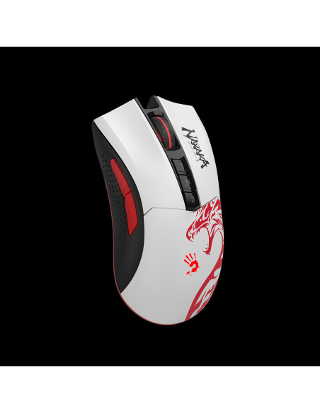 MOUSE A4tech - gaming, "Bloody co-branded Naraka", wireless, 2.4GHz, optic, 5000 cpi, butoane/scroll 8/1, alb, "R90 Plus" (inclu
