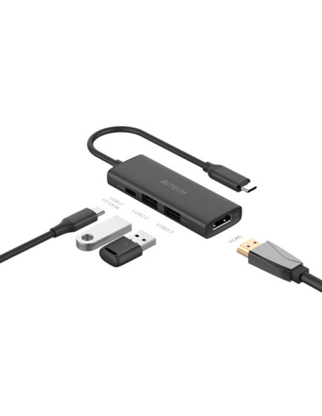 DOCKING Station A4tech universal, 4-in-1, conectare PC USB Type C, USB-Cx1, USB-A 3.0x1, USB-A 2.0x1, porturi video HDMIx1 4K@30