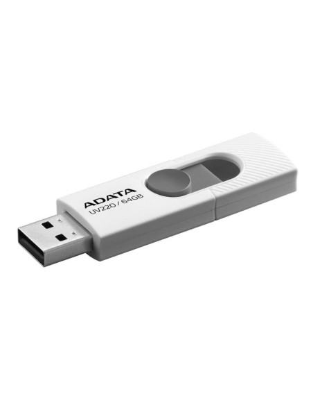 MEMORIE USB 2.0 ADATA 64 GB, retractabila, carcasa plastic, alb / gri, "AUV220-64G-RWHGY"