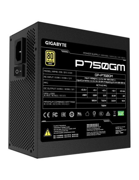 SURSA SURSA GIGABYTE , 750 W, modulara, ATX 12V 2.31, fan 120 mm x 1, 80 Plus Gold, "GP-P750GM"