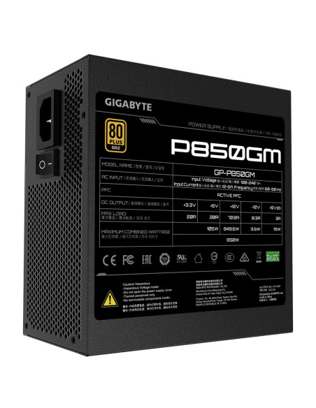 SURSA SURSA GIGABYTE , 850 W, modulara, ATX 12V 2.31, fan 120 mm x 1, 80 Plus Gold, "GP-P850GM"