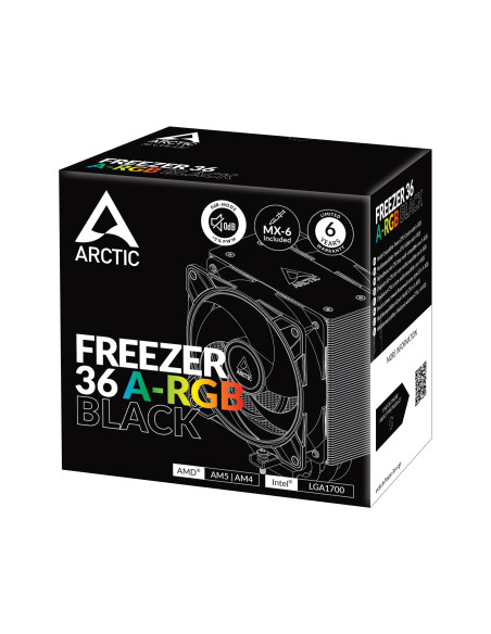 COOLER Arctic "Freezer 36 A-RGB (Black)",racire aer, HDT heatpipe, skt. Intel LGA 1700, AMD AM5/AM4, fan 120mm, LED ARGB, "ACFRE