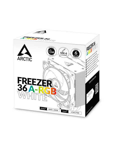 COOLER Arctic "Freezer 36 A-RGB (White)",racire aer, HDT heatpipe, skt. Intel LGA 1700, AMD AM5/AM4, fan 120mm, LED ARGB, alb "A