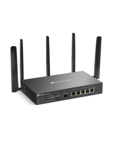 ROUTER TP-LINK VPN Gigabit, Omada 4G+ Cat6 AX3000 Dual-Band WiFi 6, 6 × Gigabit RJ45 port, 5 antene externe detasabile, "ER706W-
