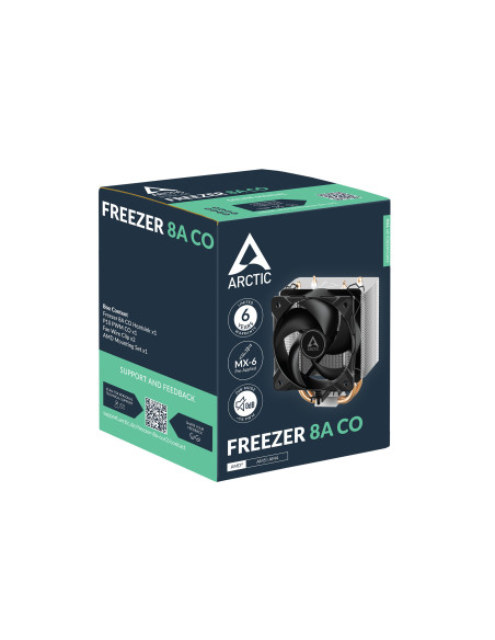 COOLER Arctic "Freezer 8A CO" skt. AMD AM4/AM5, racire cu aer, vent. 100mm P10PWM, 200 - 2300 rpm, DBB, 2 heatpipes, inaltime 13