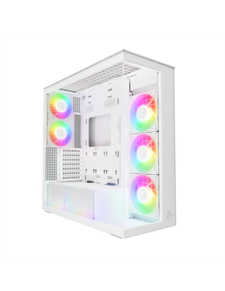 CARCASA Arctic "Xtender Wh", mid tower, max 8xfan, 3xP14 ProR ARGB si 2xP12Pro ARGB instalate, PSU shroud 24 LED ARGB, USB-C x 1