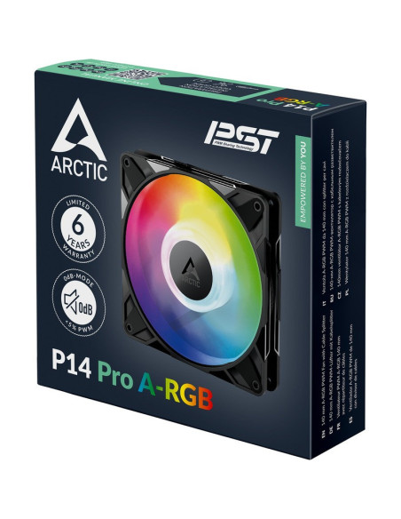 Ventilator Arctic "P14 Pro A-RGB", 140mm, 600 - 3000 RPM, FDB, 110 cfm, 4-Pin Fan Plug + 4-Pin Socket, lungime cablu 400 mm + 80