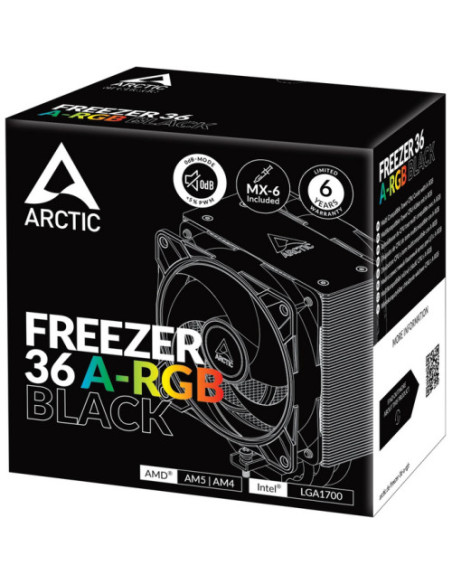 COOLER Arctic "Freezer 36 A-RGB (Black) SI" - bulk, racire aer, HDT heatpipe, skt. Intel LGA 1700, AMD AM5/AM4, fan 120mm, LED A