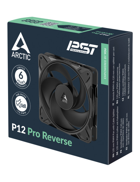 Ventilator Arctic "P12 Pro Reverse", 120mm, 500 - 3000 RPM, FDB, 73 cfm, 4-Pin Fan Plug + 4-Pin Socket, negru, "ACFAN00331A"