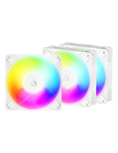 Set 3 ventilatoare Arctic "P12 Pro Reverse A-RGB (White) - 3 Pack", 120mm, 500 - 3000 RPM, FDB, 73 cfm, 4-Pin Fan Plug + 4-Pin/3