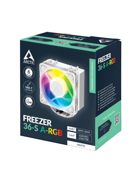 COOLER Arctic "Freezer 36-S A-RGB W" skt. Intel si AMD, racire cu aer, vent. 120mm, 600 - 3000 rpm, 4 heatpipies, inaltime 156mm