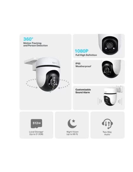 CAMERA IP Exterior TP-LINK , FHD 1920x1080, IP65, dist. IR 30 m, Pan/Tilt, wireless, microfon, carcasa plastic, slot SD card da,