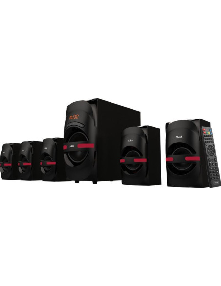 BOXE PC AKAI, 5.1, RMS 5 x 12 W, Bluetooth, cu fir, telecomanda wireless, conector Bluetooth, alimentare 220V, Jack 3.5mm, USB,