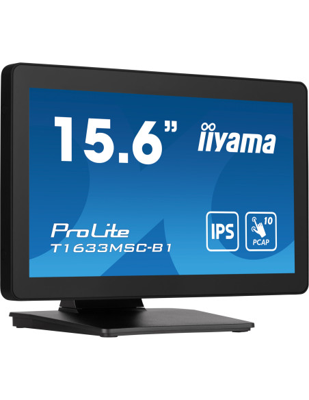 Monitor IPS LED Iiyama ProLite 15.6" T1633MSC-B1, Full HD (1920 x 1080), HDMI, DisplayPort, Boxe, Touchscreen (Negru) "T1633MSC-