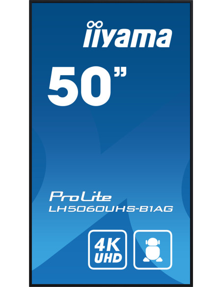 IIYAMA LFD LH5060UHS-B1AG 50" 4K UHD professional digital signage 3840x2160 16:9 500 cd/m2 1200:1 8ms Android 11 OS, iiSignage2,