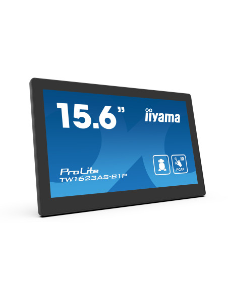 IIYAMA Monitor Android 24/7 TW1623AS-B1P 15.6" Full HD PCAP 10pt touch screen with POE 1920 x 1080 16:9 450 cd/m2 30ms projectiv