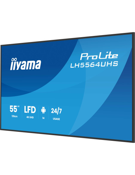 IIYAMA LFD LH5564UHS-B1AG 4K VA 55" 500cd 5000:1 6.5ms Android 14 OS, iiSignage, iiControl, iiShare, EShare, FailOver, TeamViewe