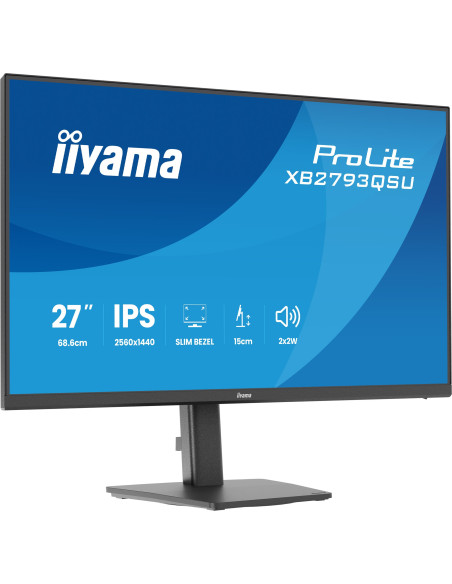 IIYAMA Monitor LED XB2793QSU-B1 27" 2560 x 1440 75Hz IPS 350cd 1ms HDMI DP USB HUB height, swivel, tilt, pivot Pro "XB2793QSU-B1