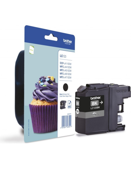 Cartus Cerneala Original Brother Black, LC123BK, pentru DCP-J4110 MFC-J4410 J4510 J4610 J4710 J6520 J6920, 600, , "LC123BK"