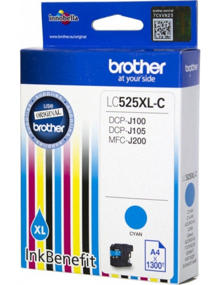 Cartus Cerneala Original Brother Cyan, LC525XLC, pentru DCP-J100 J105 MFC-J200, 1.3K, , "LC525XLC"