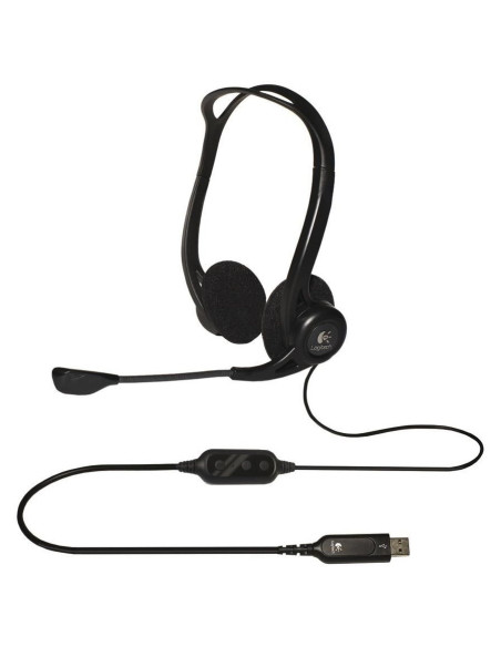 CASTI Logitech, "PC 960", cu fir, standard, utilizare multimedia, call center, microfon pe brat, conectare prin USB 2.0, negru,