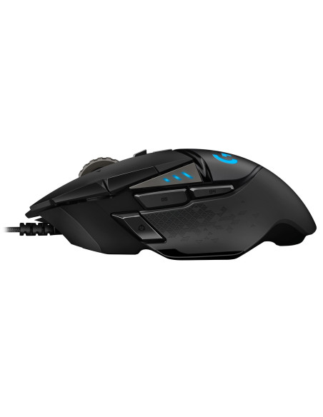 MOUSE LOGITECH, "G502", gaming, cu fir, USB, optic, 16000 dpi, butoane/scroll 11/1, iluminare, butoane programabile, negru, "910