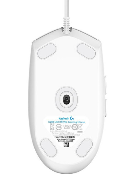 MOUSE LOGITECH, "G102 LIGHTSYNC", gaming, cu fir, USB, optic, 8000 dpi, butoane/scroll 6/1, iluminare, butoane programabile, alb