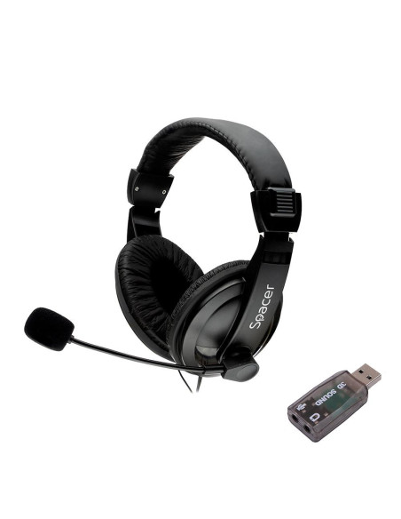 Casti audio SPACER Casti cu micr. Spacer USB 2.0, negru