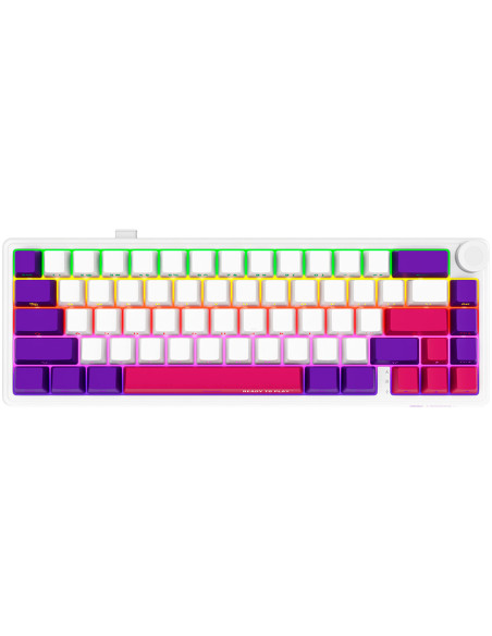 Wireless mechanical gaming keyboard Pro, 2.4 GHz, BT, RGB Backlight, 16 modes, 66 keys, 50M presses, multimedia knob, built-in 3
