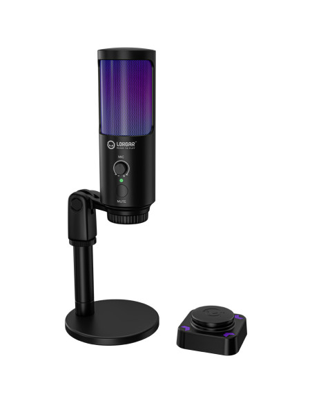LORGAR SMP40, RGB Microphone with external mute button and metal stand, Black "LRG-SMP40-BK"