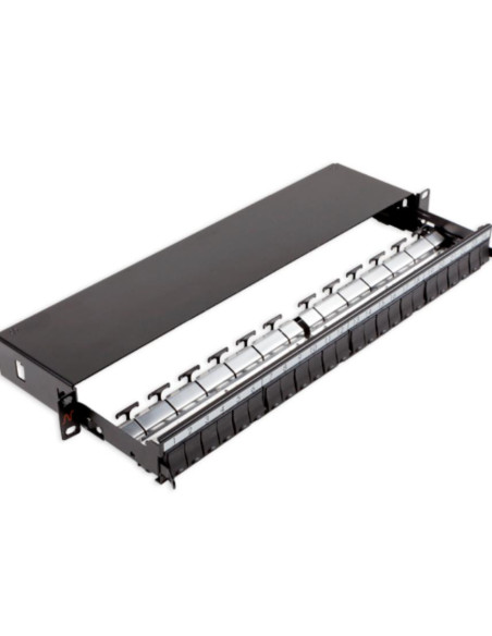 Patch Panel neechipat Modular Sliding Cat 5, 6, 6A, 7, 7A Cupru 24 Snap-in LANmark Negru