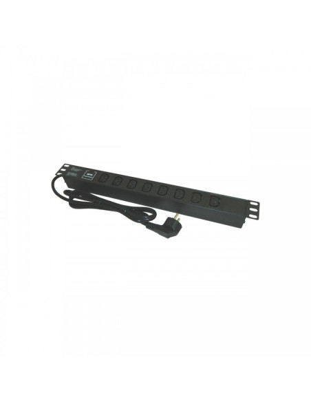 Bara alimentare aluminiu / PDU, 19 inch, 8 prize C13, protectie la supratensiune, 16A, 3500W, 3x1.5, 2m - EMTEX "PDU8C13P"