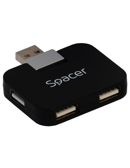 HUB extern SPACER, porturi USB: USB 2.0 x 4, conectare prin USB 2.0, cablu 1m, negru, "SPH-316"
