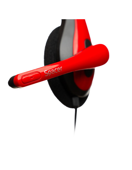 CASTI Spacer, cu fir, standard, utilizare multimedia, microfon pe brat, conectare prin Jack 3.5 mm x 2, negru / rosu, "SPK-507",