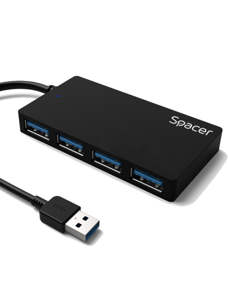 HUB extern SPACER, porturi USB: USB 3.0 x 4, conectare prin USB 3.0, cablu 1m lungime, negru, "SPH-332" 45504832
