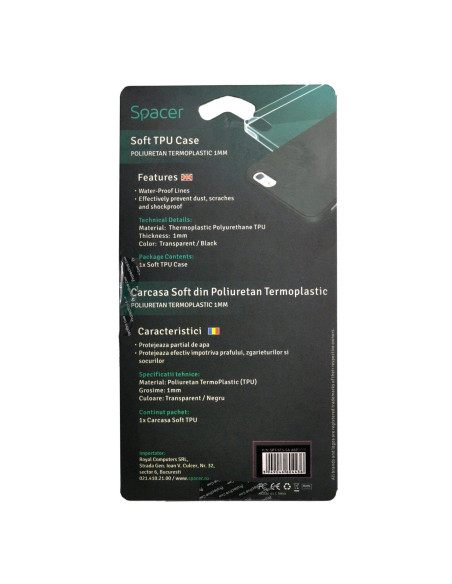 Husa Samsung A6 DUOS 2018 Spacer, transparenta, grosime 1 mm, material flexibil TPU "SPT-STS-SA.A6D2018"