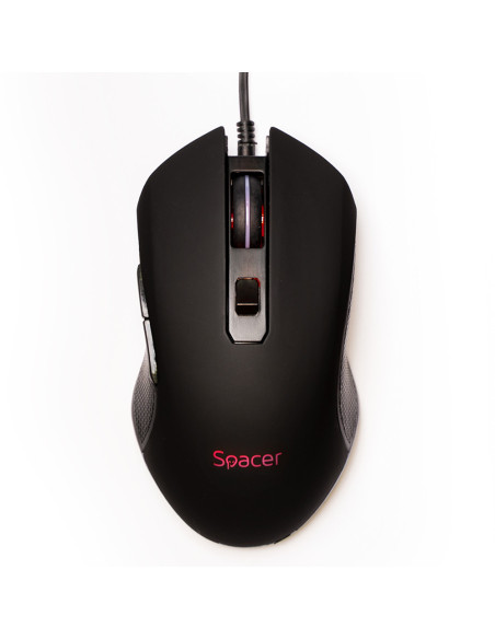MOUSE Spacer - gaming, gaming, cu fir, USB, optic, 7200 dpi, butoane/scroll 6/1, iluminare, negru, "SP-GM-01"