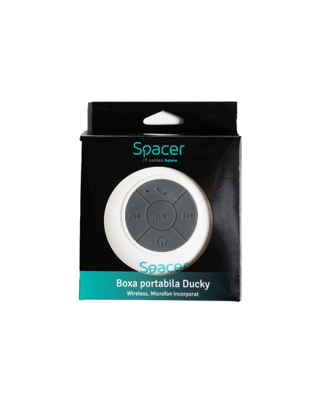 BOXA SPACER portabila bluetooth, DUCKY-WH, RMS: 3W, control volum, acumulator 300mAh, microfon incorporat, timp de funct. pana l
