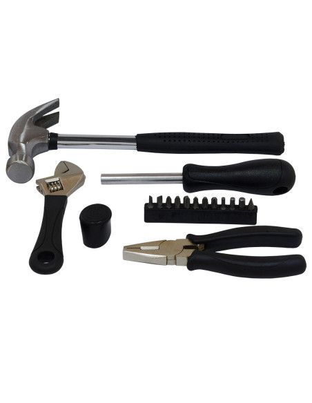 TRUSA scule SPACER contine 1 x ciocan, 1 x patent, 1 x surubelnita, 12 x capete surubelnita, 1 x cheie reglabila, 1 x protectie
