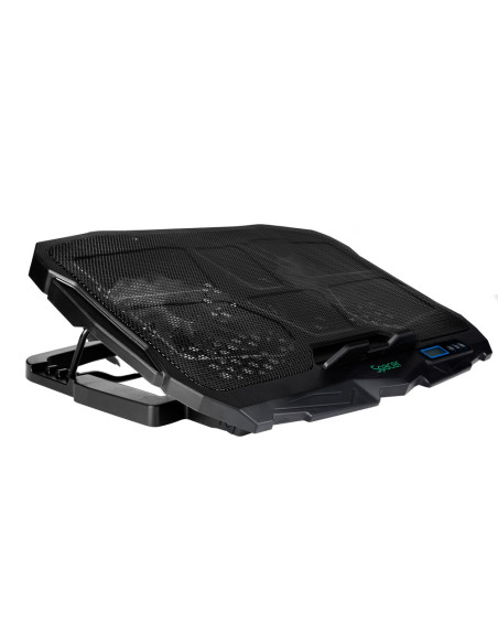 STAND SPACER notebook 17" Gaming, sita metal, Airflow: 72CFM, 2xfan 12.5cm, 2xfan 7cm, led blue, 2xUSB, Turatie reglabila, black