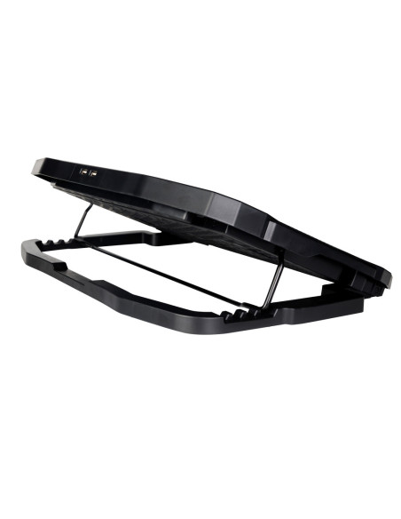 STAND SPACER notebook 17" Gaming, sita metal, Airflow: 72CFM, 2xfan 12.5cm, 2xfan 7cm, led blue, 2xUSB, Turatie reglabila, black
