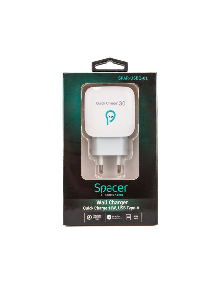 ALIMENTATOR retea SPACER Quick Charge 3.0 18W, 1 x USB "SPAR-USBQ-01"