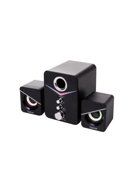 BOXE SPACER Gaming 2.1, RMS: 11W (2 x 3W + 5W), control volum, bass, treble, 3 x LED, USB power, black, 43502139 "SPGS-TORNADO"